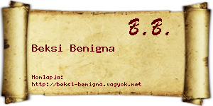 Beksi Benigna névjegykártya